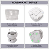 Portable Mini Washing Machine, 15L Portable Mini Washer Machine, Portable Washing Machine and Dryer for Travel, Apartment Collapsible Washing Machine, Portable Washer and Dryer Combo. (Grey) MALEGEBAZ