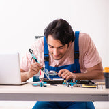 Soldering Iron Kit, 90W LED Digital Soldering Gun kit with Ceramic Heater, 110V Adjustable Temperature Solder Welding Iron Kits, Auto-sleep, Thermostatic Design, Blue Q-MING