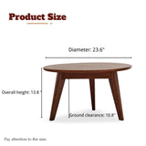 Vadisun 100% FAS Solid Oak Wood Mini Coffee Table - Natural Walnut Finish Round Coffee Table-Low Tea Table Vadisun