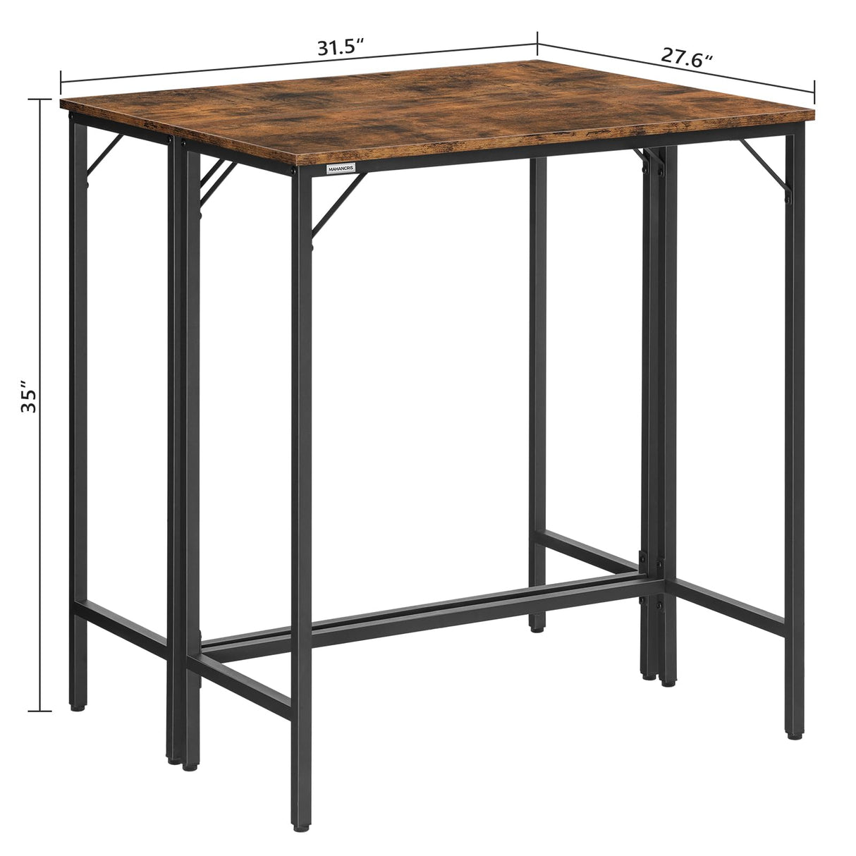 MAHANCRIS 63-Inch Rustic Brown Narrow Bar Table - Versatile Dining & Counter Height Console Table MAHANCRIS