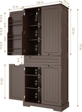 Gizoon 71" Kitchen Storage Cabinet with Doors and Shelves Large Pantry Storage Cabinet Freestanding Bathroom Cabinet with Drawer for Dining Room Craft Room, Dark Brown Gizoon