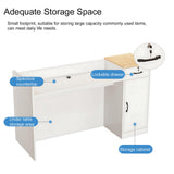 Modern Reception Desk Counter, Retail Counter Reception Desk with Lockable Drawers, Retail Checkout Counter with Open Shelves ZGGJZKV