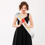 Prasacco White Blank Sash, Plain Satin Sashes Satin Sashes for Pageants Mommy Sash Birthday Sash Bride Sash for Pageants Senior Graduation Wedding Party DIY Supplies(1) Prasacco