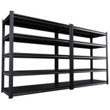 2 Pack Garage Shelving Heavy Duty Storage Shelves 3000LBS Adjustable Garage Shelves 5 Tier Metal Shelving Unit Utility Rack Shelf for Storage Kitchen Warehouse Pantry, Black,72" H x 59" W x 20" D AOJUFEO