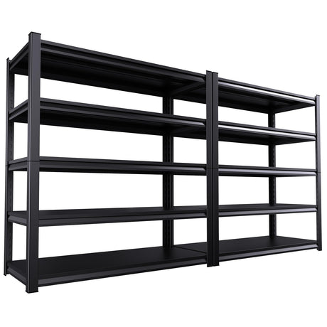 2 Pack Garage Shelving Heavy Duty Storage Shelves 3000LBS Adjustable Garage Shelves 5 Tier Metal Shelving Unit Utility Rack Shelf for Storage Kitchen Warehouse Pantry, Black,72" H x 59" W x 20" D AOJUFEO