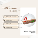 Marble And Wood Cutting Boards For Kitchen - Engagement Gifts For Couples, Personalized Wood And Marble Charcuterie Board, Personalized Round Cutting Board - Marble Cheese Board Glam Celebration