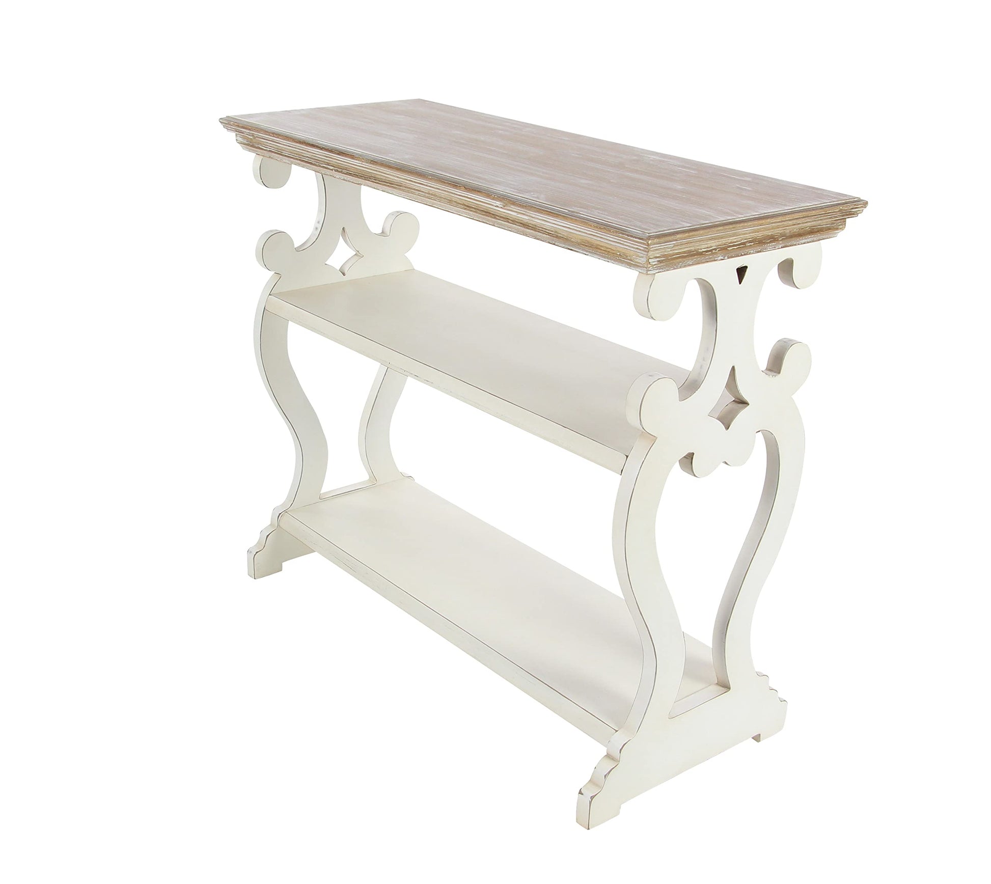 Deco 79 Farmhouse Wood Console Table or Living Room, Entry Way, Hallway, 38" x 15" x 32", White/Brown - WoodArtSupply