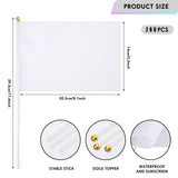 200 Pcs White Blank Sublimation Mini Flags Solid White Blank Flag Plain White DIY Color Small Flags on Sticks Hand Held Sublimation Flags Blank Flag for Parades Birthday Wedding Events Celebration Remerry