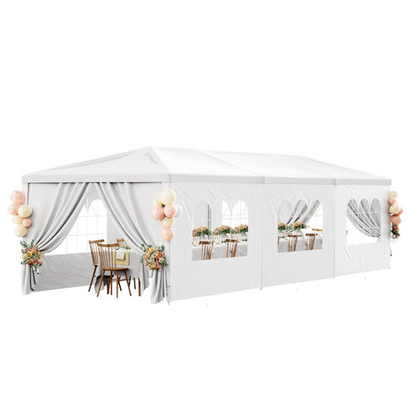 10x30FT White Party Tent Outdoor Canopy Tent Heavy Duty Wedding Tent Waterproof Patio Gazebo Event Tents for Parties with 8 Removable Sidewalls Perfect for Birthday Holiday Christmas BBQ susici