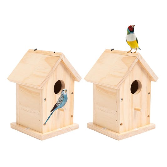 HPC Decor 2 Pack Bird Houses for Outside w/Chain,Natural Wooden Birdhouses Kit for Outdoors w/Predator Guard,Hanging DIY Bird House Kit & Woodworking Adult Crafts,Hummingbird,Birdhouse Kits for Kids