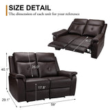 VUYUYU 2 Seater Recliner Sofa - Double Reclining Loveseat with Massage & Heating - PU Leather Home Theater Seating Manual Recliner Motion Living Room Chair (Brown) VUYUYU