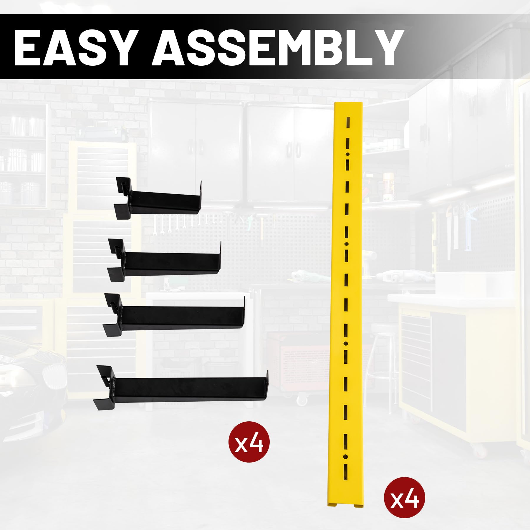 biosp 4-Tier Wall Mount Lumber Storage Rack, Heavy Duty Wood Organizer Support Rack, Metal Cantilever Lumber Storage Shelf For Garage, Basement, Pantry, Workshop, 36.02''L x 13.19''D x 2.48'' - WoodArtSupply