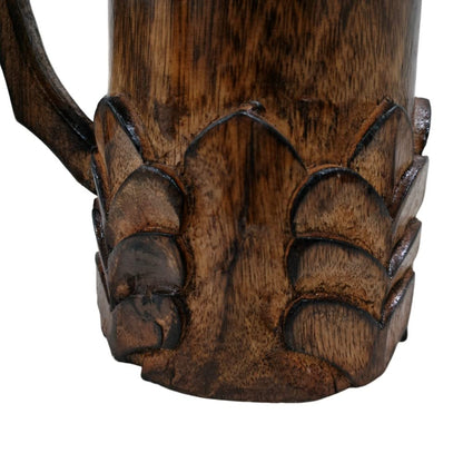 Handcrafted Wooden Beer Mug with Handle Antique Color Floral Cut Design Viking Renissance Beer Tankard Fantasy Mug Rustic Handmade Wood Beer Groomsmen - WoodArtSupply