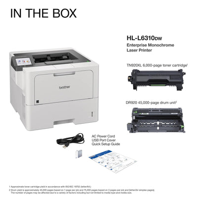 Brother HL-L6310DW Enterprise Monochrome Laser Printer with Low-Cost Printing, Wireless Networking, and Large Paper Capacity