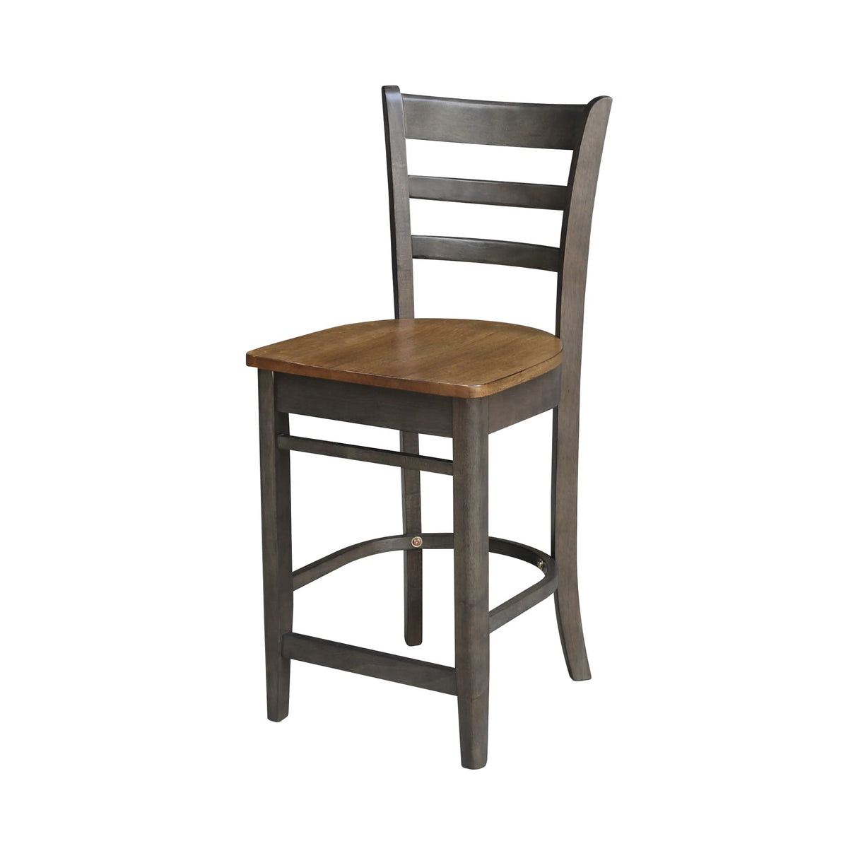 International Concepts Emily Counterheight Stool - 24-inch Seat Height, Hickory/Washed Coal (S45-6172) IC International Concepts