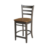 International Concepts Emily Counterheight Stool - 24-inch Seat Height, Hickory/Washed Coal (S45-6172) IC International Concepts