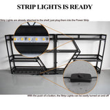 Wall Mounted 79in Wine Rack with LED Lighting Glass Holder, Liquor Bottles Shelves Display Storage Organizer Hanging Long Stemware Goblet Metal for Home Mini Bar Cellar Golden Generic