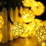 EONLYX Solar Rattan Ball String Lights, 30LED 20ft Rattan Ball Fairy Lights Waterproof Rattan Ball Garden Lights for Landscape Patio Christmas Party Wedding Decoration (Warm White) EONLYX