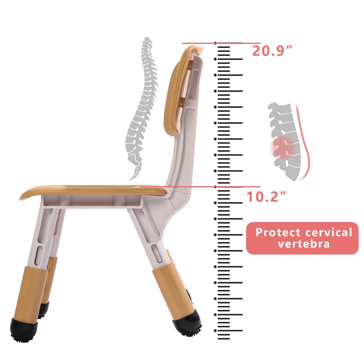 WHY TOYS Adjustable Kid Chairs Indoor 3 Level Adjustable Suitable for Children Age 2-6. Maximum load-bearing 220LBS Suitable for Family Classroom and Nursery Child Seat Set (2-Pack-Beige) WHY TOYS
