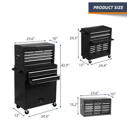 DUSACOM 8-Drawer High Capacity Rolling Tool Chest with Wheels, Big Tool Storage Removable Tool Box Combo, Tool Storage Cabinet with Lockable Drawers, Toolbox for Workshop and Mechanics Garage - WoodArtSupply