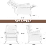 UIXE Pushback Recliner Chair, PU Leather Armchair Push Back Accent Chair for Living Room, Rivet Trim Club Chair Home Theater Overstuffed Single Sofa Bedroom Reading Seat - Black UIXE