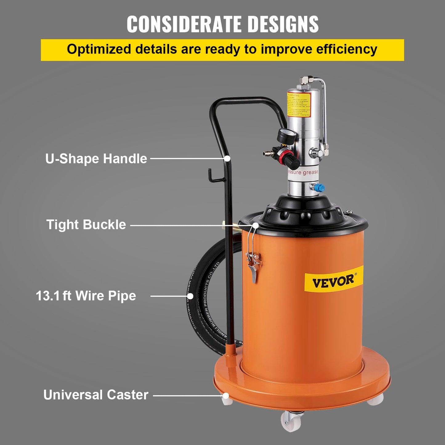 BestEquip Portable 20L Grease Pump Set Electric 5 Gallon Air Operated Grease Pump with 13.1FT High Pressure Hydraulic Hose - WoodArtSupply