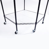 Bonnlo 6-Tier Rolling Heavy Duty Commercial Polygonal Corner Shelf Wire Shelving Unit Adjustable Storage Rack Free Standing Garage with 5 Wheels 26 4/5" L x 26 4/5" W x 71" H Inches (Black) Bonnlo