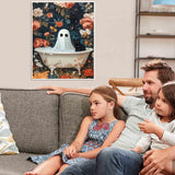 VIGEGU Ghost Black Cat Paint by Numbers Kit for Adults with Framed,Halloween Paint by Number DIY Adult Paint by Number Kits for Wall Decor 10x12in VIGEGU