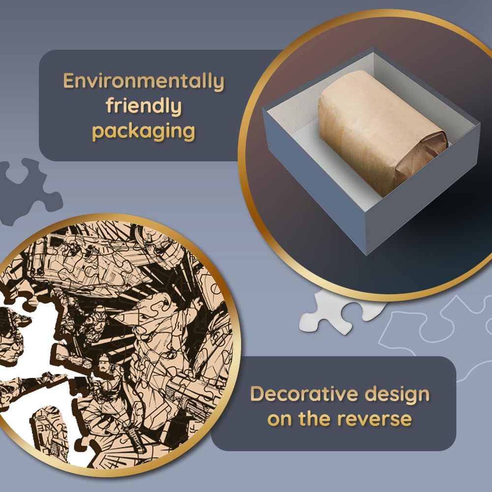 Trefl Star Wars The Mandalorian Wood Craft 500+5 Piece Jigsaw Puzzle The Mysterious Grogu Irregular Shapes, 50 Special Puzzles, Modern Premium Puzzle, for Adults and Children from 12 Years Old Trefl