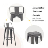 YOUNIKE 30 Inches Metal Barstools Counter Height Bar Stools Set of 4 Indoor Outdoor Patio Bistro Home Kitchen Low Back Stackable Bar Chairs Rusty Grey YOUNIKE