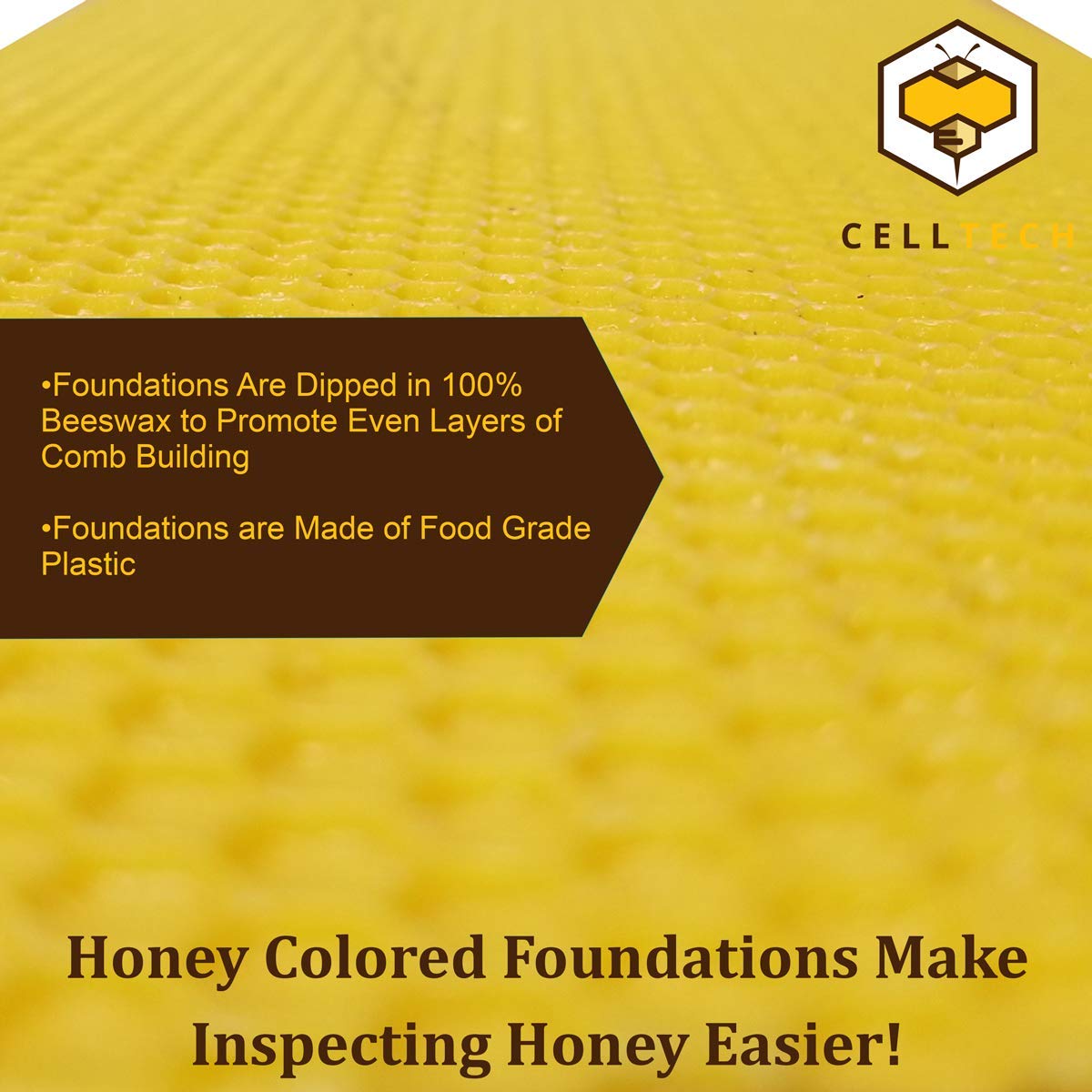 Hoover Hives - Medium Frames & Foundations (20 Pack) - Langstroth Beehive Wooden Frames, Natural Honey Colored Food Grade Plastic Foundations Dipped in Natural Beeswax Hoover Hives