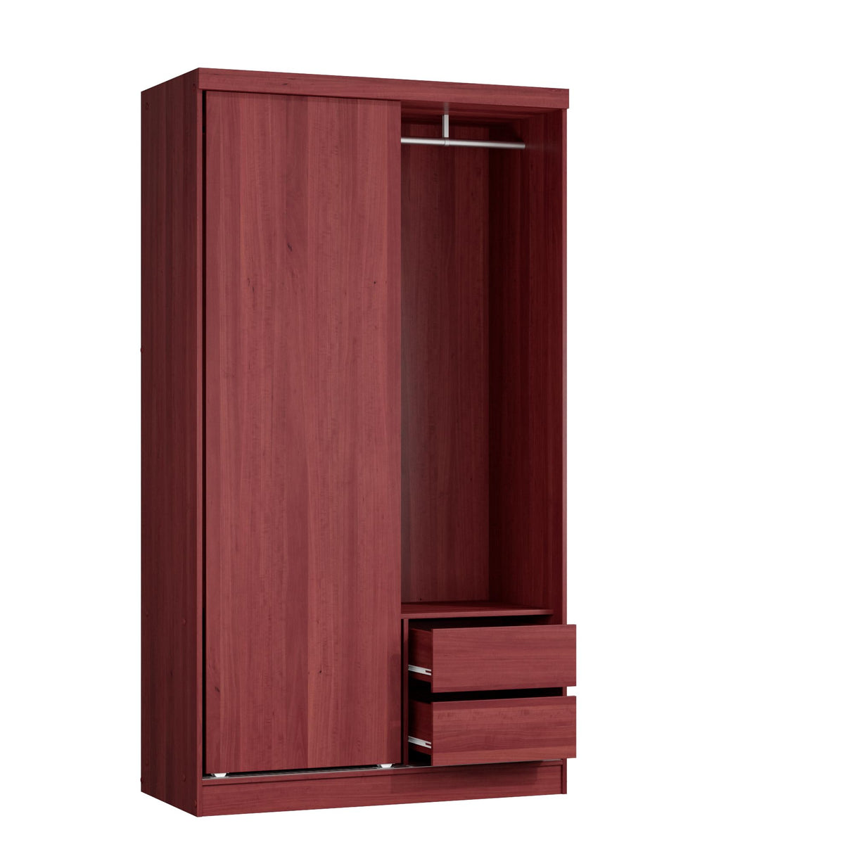 Woodpeckers Furniture And Mattress Modern Wood Double Sliding Door Wardrobe (Mahogany) Woodpeckers Furniture And Mattress