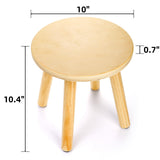 Goaste 10 Inch Wooden Step Stool, Solid Round Sitting Stools for Adults, Multi-Purpose Short Chair Perfect Matched Sensory Table, 4-Legged Small Foot Rest Stool for Playroom, Kitchen, Bedroom Goaste