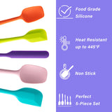 Silicone Spatula Set, 5 Piece Food Grade Rubber Spatulas for Baking, Cooking, and Mixing High Heat Resistant Non Stick Dishwasher Safe BPA-Free (Multicolor) Hoewina
