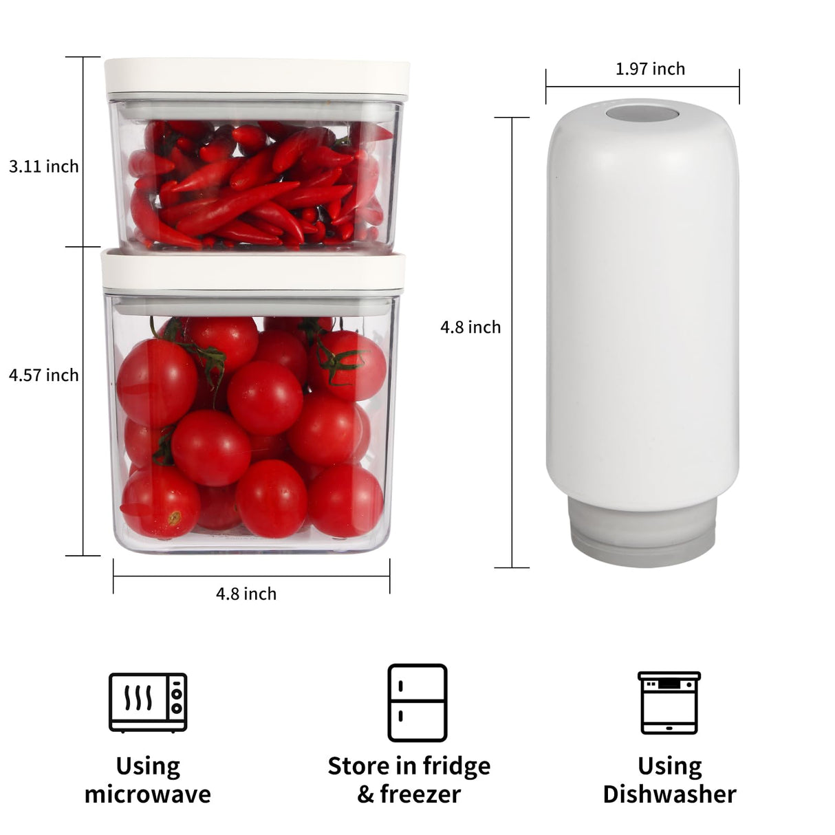 2025 New Handheld Vacuum Sealer for Food storage, Sous Vide and Meal Prep. 1 vacuum machine 2 compact containers and 4 reusable bags, 7-piece Set. Extending freshness up to 5 times longer MolaMolamoy