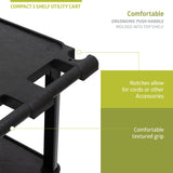 Pearington 3-Tier Compact Multi-Purpose Plastic Utility Cart with Lockable Wheels up to 300LBS, Black Pearington