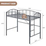 GarveeHome Loft Bed Twin Size, Heavy Duty Metal Loft Bed Frame with Arched Guardrail and Safety Ladder, Space-Saving, No Box Spring Needed, Matte Gray GarveeHome
