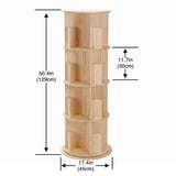Rotating 360° Bookshelf – 4-Tier Solid Wood Corner Storage Rack for Small Spaces hhgrapehh