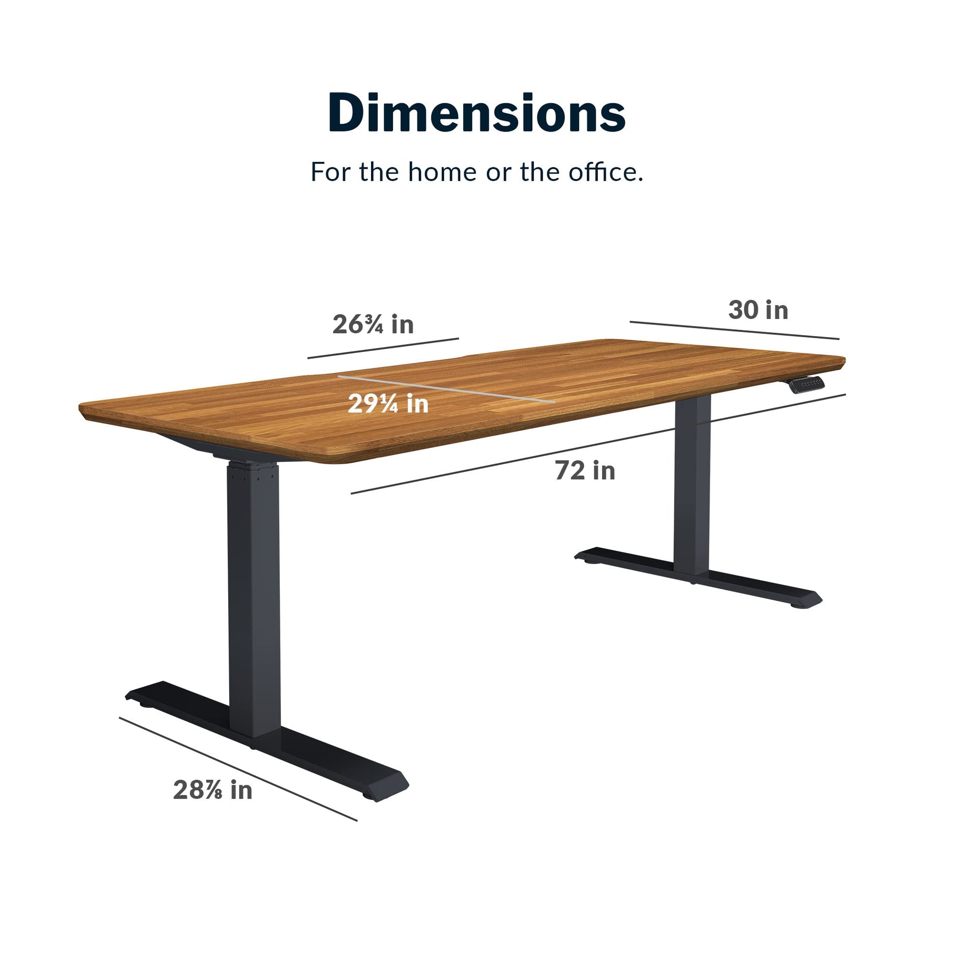 Vari Electric Standing Desk - Varidesk Height Adjustable Sit/Stand Desk - Dual Motor with Memory Presets, Stable T-Style Legs - Gaming or Home Office Workstation - 72”x30”, Butcher Block - WoodArtSupply