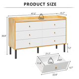 LYNSOM Dresser for Bedroom, 6 Drawer Natural Wood Dresser with Wide Drawer and Metal Handles, Modern Dressers & Chests of Drawers for Hallway Entryway LYNSOM
