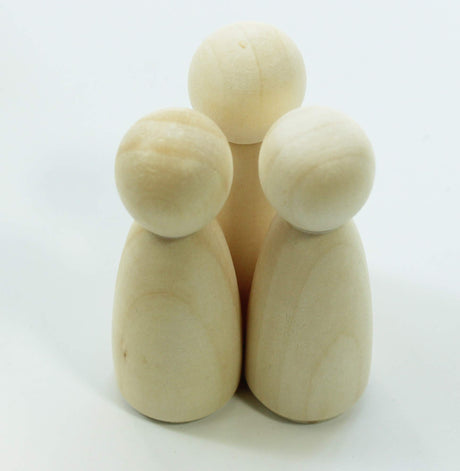 ALL in ONE Unfinished Wooden Peg Doll Body Doll People for DIY Craft Art (55mm Girl 10pcs) All In One