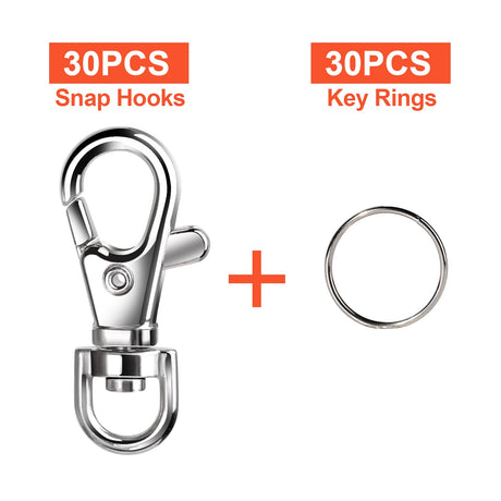 LEOBRO 60PCS Metal Swivel Snap Hooks and Key Rings, 30PCS Small Lobster Claw Keychains Clasps and 30PCS Key Chain Ring for Keychain Clip, Key, Jewelry Making, Art Crafts, Silver LEOBRO