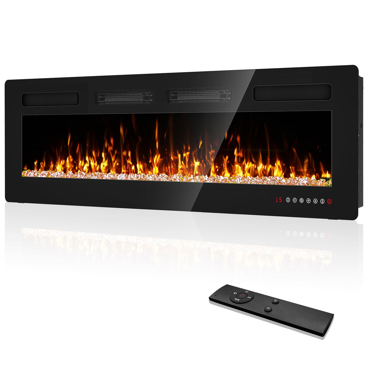 60 inch Electric Fireplace Inserts and Wall Mounted with Remote Control & Touch Screen 1500W Fireplace Heater with Timer Eueiriup