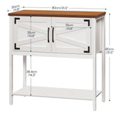 HOOBRO Entryway Table, 31.5'' Farmhouse Console Table with Storage, Sofa Table Behind Couch, for Entryway, Hallway, Foyer, White and Walnut WH85XG01 HOOBRO