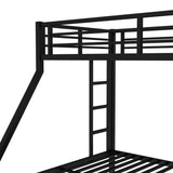Zyerch Twin XL Over Queen Metal Bunk Bed with Twin Size Trundle with 2 Ladders and Guardrail, Heavy Duty Sturdy Metal Queen Beds with Space-Saving, Noise Reduced,No Box Spring Needed for Adults,Black Zyerch
