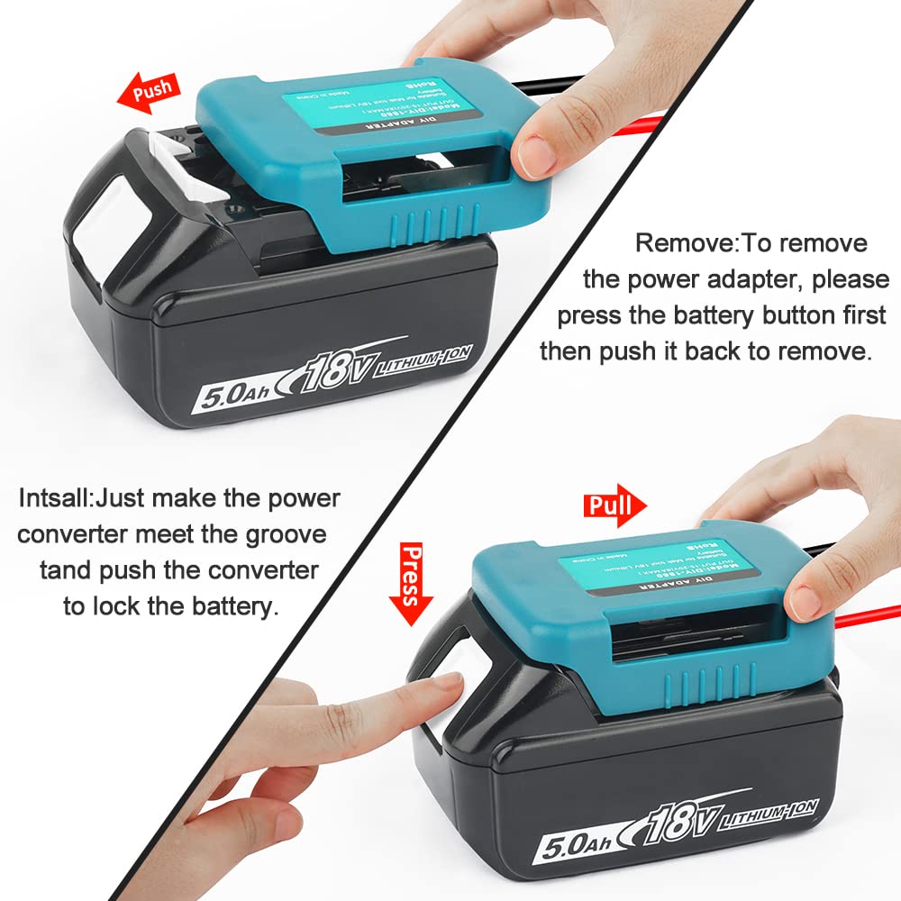 ZLWAWAOL 2 Pack Power Wheel Adapter with Fuse & Switch, BatteryAdapter for 18V Lithium Battery,Power Convertor for DlY Ride On Truck,RC Toys,Robotics and Work Lights - WoodArtSupply