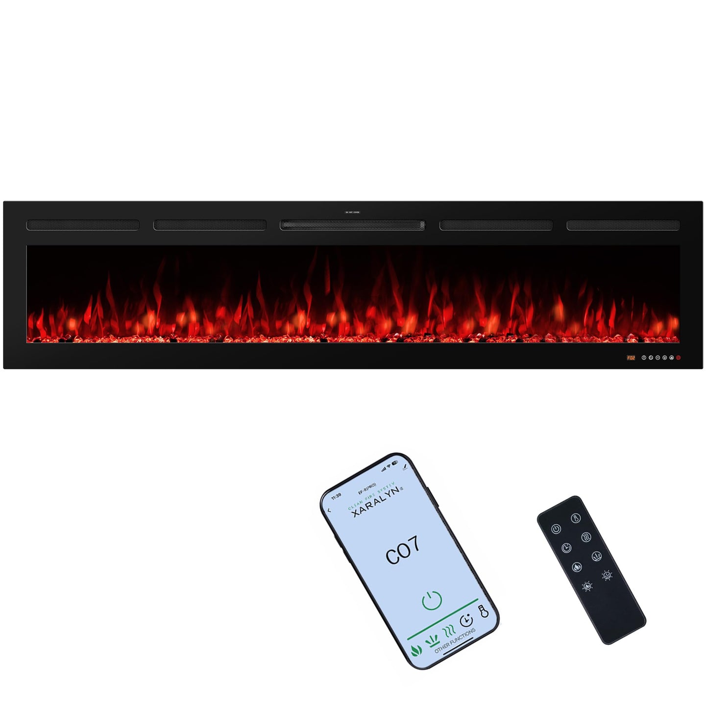 VINEMOUNT 72" Smart Electric Fireplaces Inserts, Remote & Touch Screen & APP Control, Recessed & Wall-Mounted Fireplace Heater with Thermostat,Multi-Color Flames…