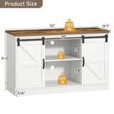 Hlivelood Farmhouse 55-75 Gallon Fish Tank Stand with Power Outlet, Aquarium Stand with Cabinet&Sliding Barn Door, Heavy Duty Reptile Tank Stand for 2 Fish Tank/Turtle Tank/Reptile Terrarium, White Hlivelood