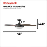 Honeywell Ceiling Fans Carmel Modern 48 Inch Ceiling Fan with Light, Remote Control Fan, LED Indoor Fan with 5 Blades, Gray Ironwood and Brown Maple Blade Finish Options, Bronze (50197-01) Honeywell