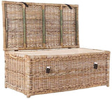 happimess HPM9000C Caden 46" Wicker Storage Trunk, Collapsible for flat storage, Rattan-Kubusoft Gray, Coastal for Office, Dorm Room-LivingRoom, Bedroom, Dining Room, Natural happimess